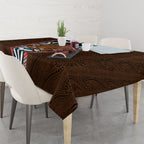 New Zealand Whakairo Tablecloth Tiki Maori Carving Taniko Motifs