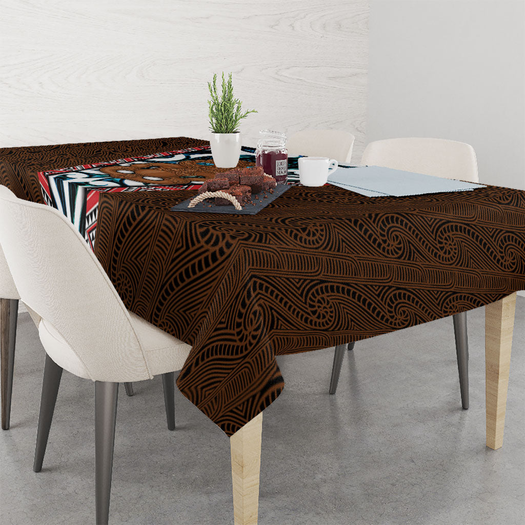 New Zealand Whakairo Tablecloth Tiki Maori Carving Taniko Motifs