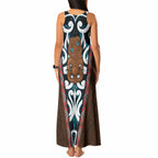 New Zealand Whakairo Tank Maxi Dress Tiki Maori Carving Taniko Motifs