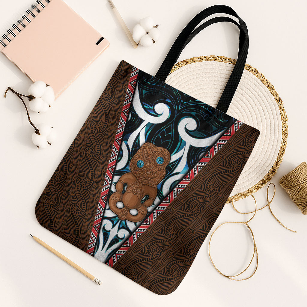 New Zealand Whakairo Tote Bag Tiki Maori Carving Taniko Motifs