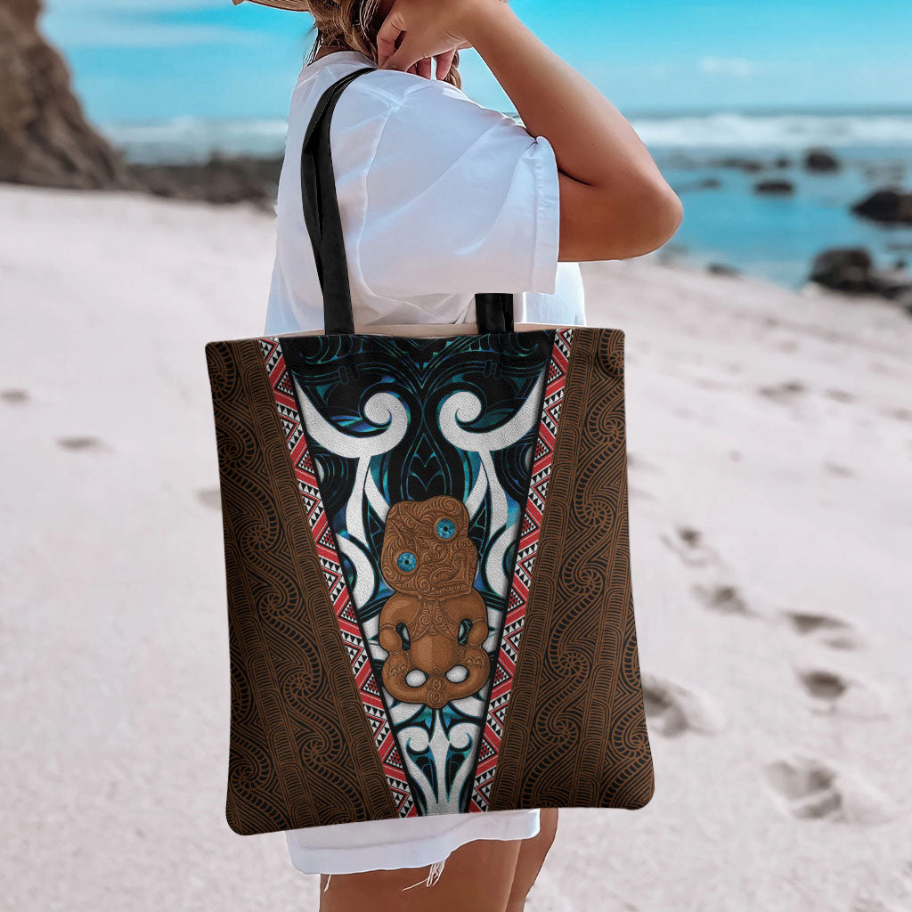 New Zealand Whakairo Tote Bag Tiki Maori Carving Taniko Motifs