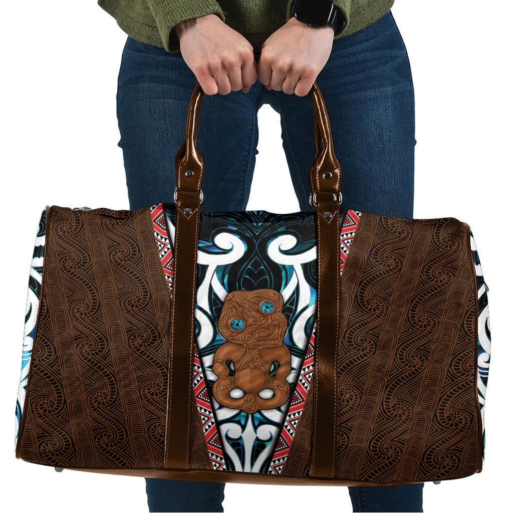 New Zealand Whakairo Travel Bag Tiki Maori Carving Taniko Motifs