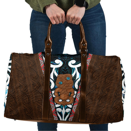 New Zealand Whakairo Travel Bag Tiki Maori Carving Taniko Motifs