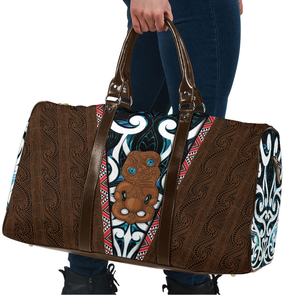 New Zealand Whakairo Travel Bag Tiki Maori Carving Taniko Motifs