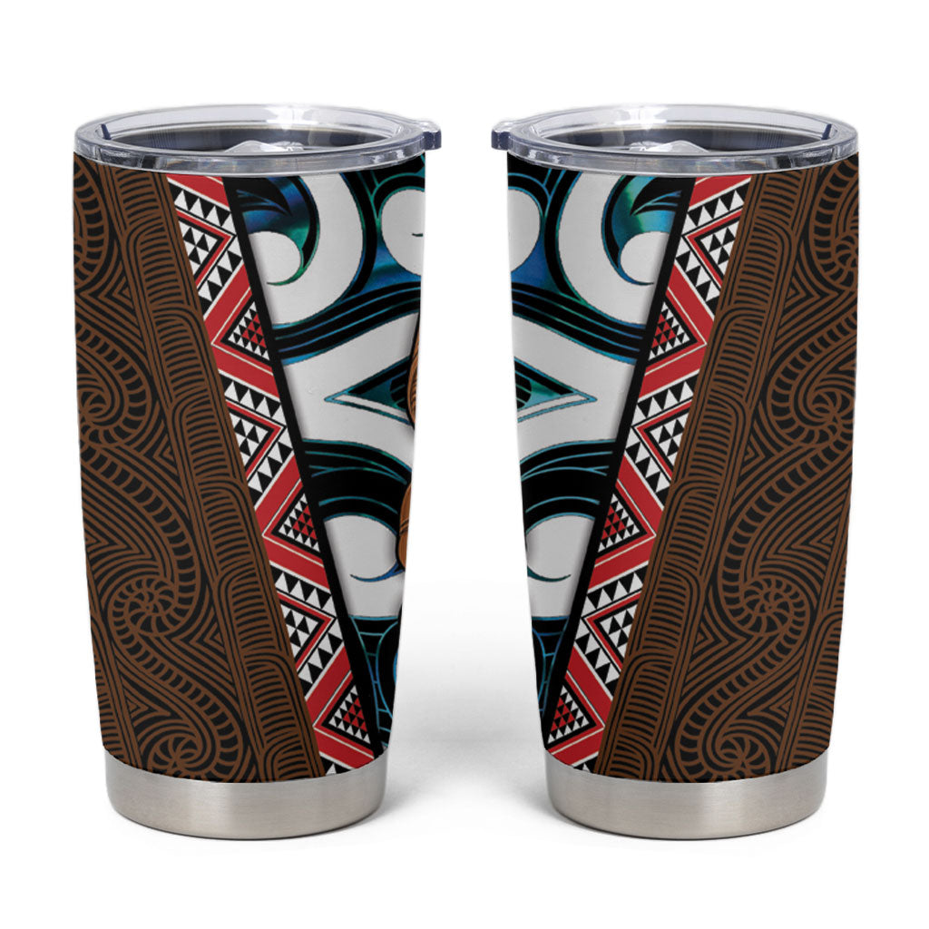 New Zealand Whakairo Tumbler Cup Tiki Maori Carving Taniko Motifs
