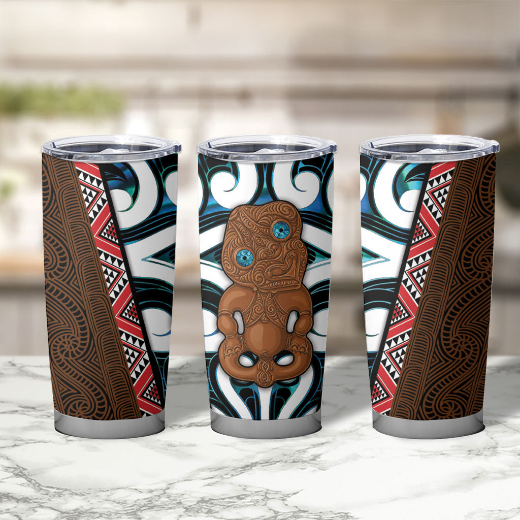 New Zealand Whakairo Tumbler Cup Tiki Maori Carving Taniko Motifs
