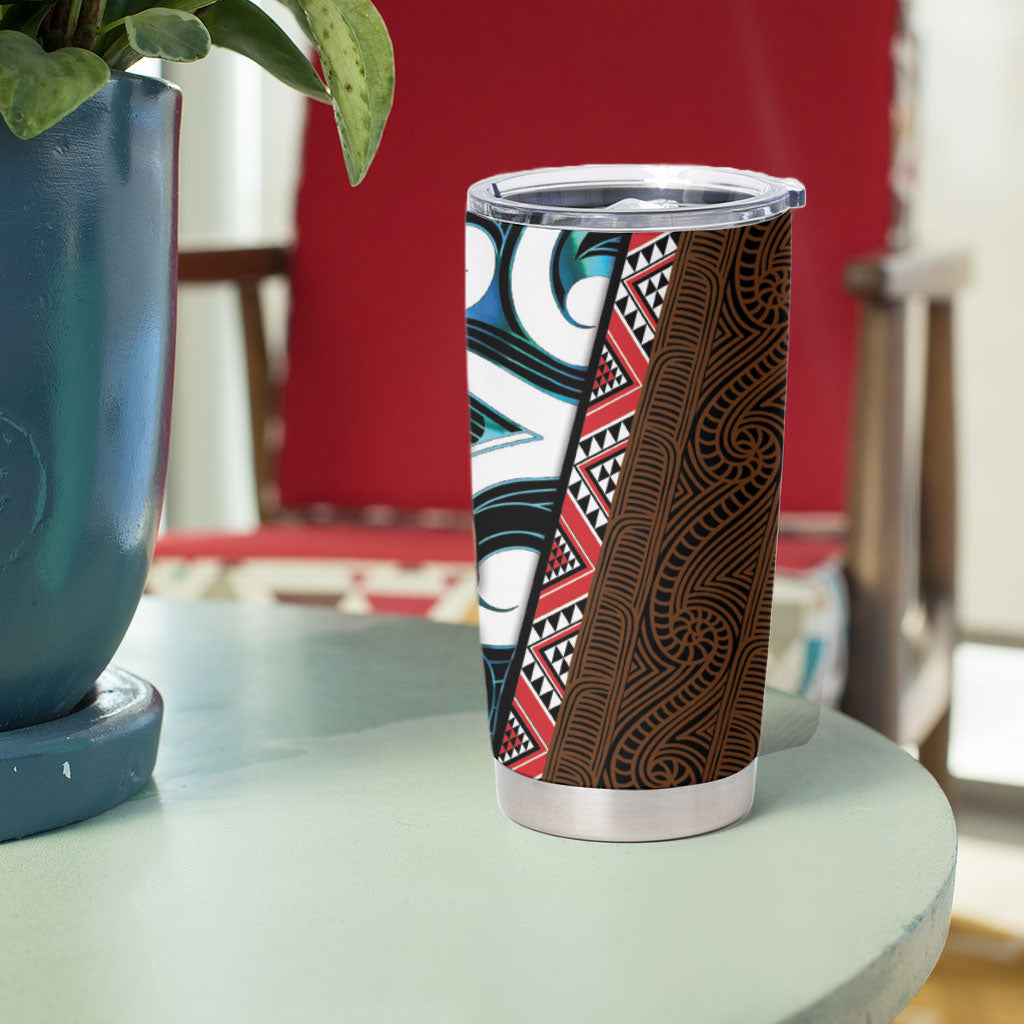 New Zealand Whakairo Tumbler Cup Tiki Maori Carving Taniko Motifs