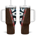 New Zealand Whakairo Tumbler With Handle Tiki Maori Carving Taniko Motifs