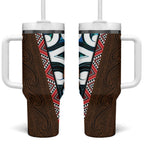 New Zealand Whakairo Tumbler With Handle Tiki Maori Carving Taniko Motifs