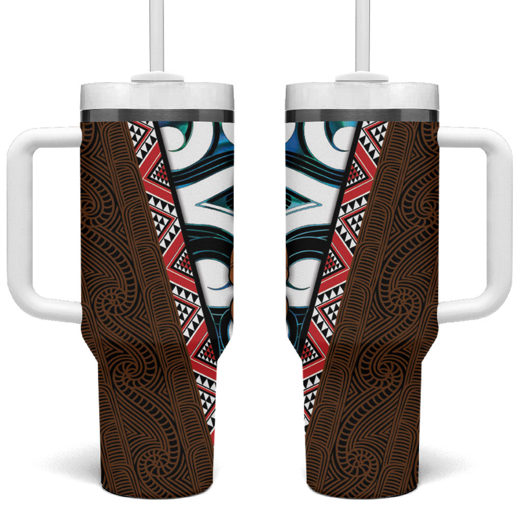 New Zealand Whakairo Tumbler With Handle Tiki Maori Carving Taniko Motifs