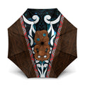 New Zealand Whakairo Umbrella Tiki Maori Carving Taniko Motifs
