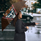 New Zealand Whakairo Umbrella Tiki Maori Carving Taniko Motifs