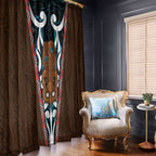 New Zealand Whakairo Window Curtain Tiki Maori Carving Taniko Motifs