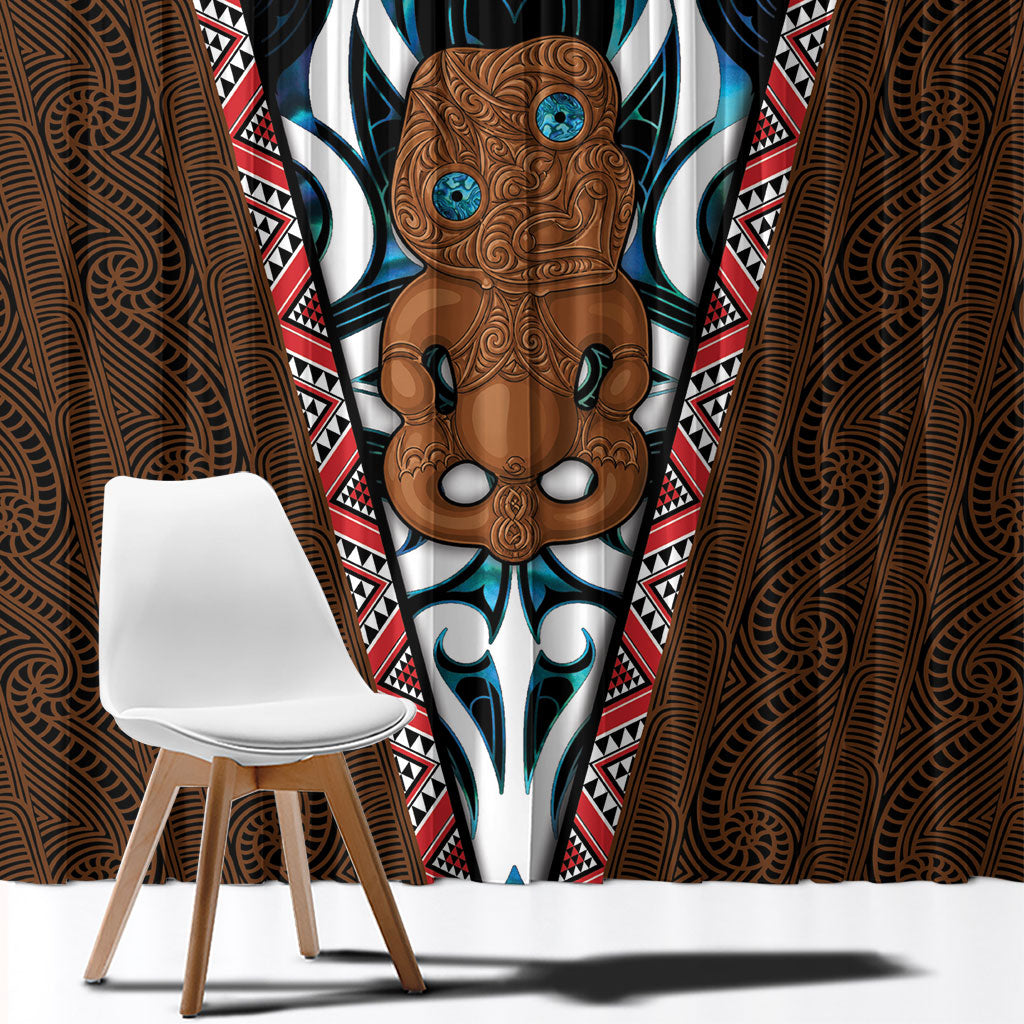 New Zealand Whakairo Window Curtain Tiki Maori Carving Taniko Motifs