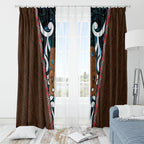 New Zealand Whakairo Window Curtain Tiki Maori Carving Taniko Motifs
