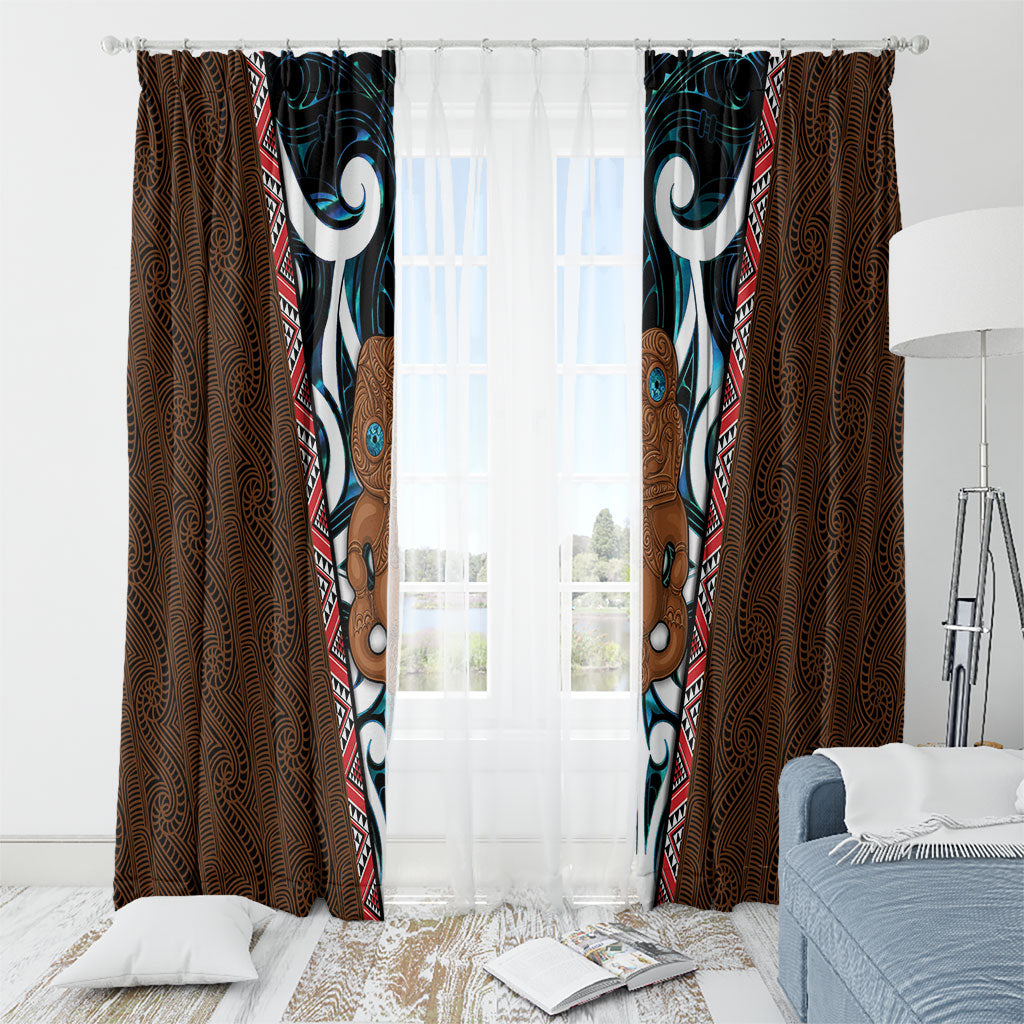New Zealand Whakairo Window Curtain Tiki Maori Carving Taniko Motifs