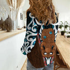 New Zealand Whakairo Women Casual Shirt Tiki Maori Carving Taniko Motifs