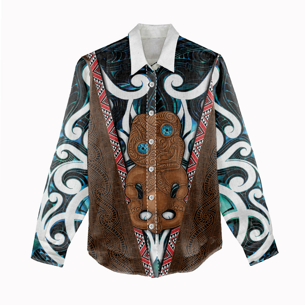 New Zealand Whakairo Women Casual Shirt Tiki Maori Carving Taniko Motifs