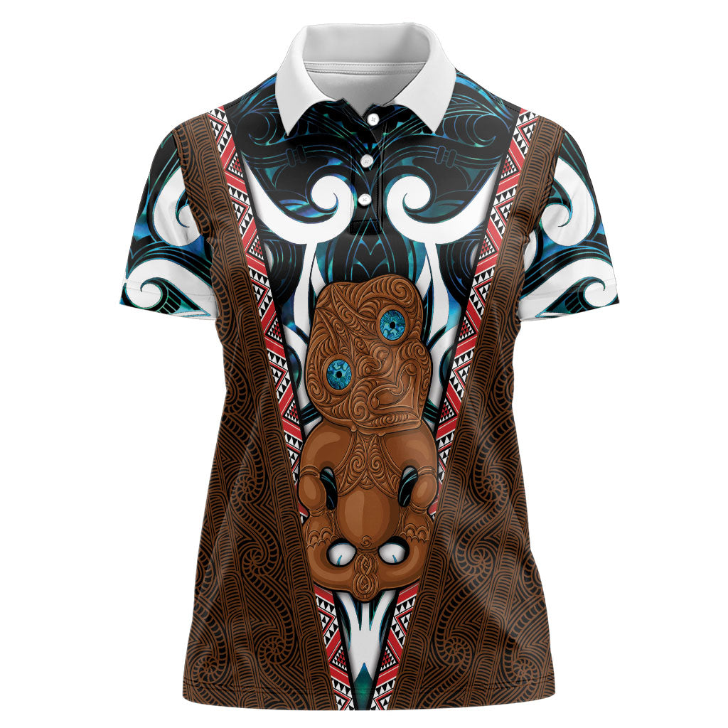New Zealand Whakairo Women Polo Shirt Tiki Maori Carving Taniko Motifs