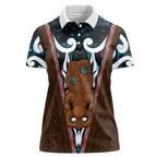 New Zealand Whakairo Women Polo Shirt Tiki Maori Carving Taniko Motifs