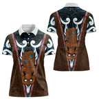 New Zealand Whakairo Women Polo Shirt Tiki Maori Carving Taniko Motifs