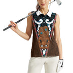 New Zealand Whakairo Women Sleeveless Polo Shirt Tiki Maori Carving Taniko Motifs