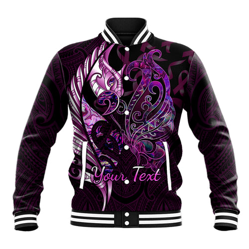 personalised-new-zealand-breast-cancer-baseball-jacket-fight-like-a-girl-pink-manaia-fern-with-paua-shell
