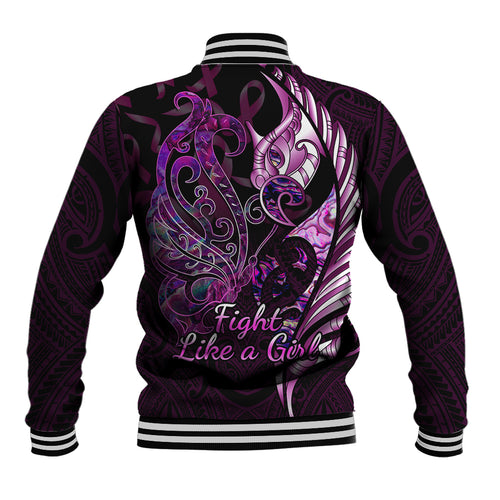 personalised-new-zealand-breast-cancer-baseball-jacket-fight-like-a-girl-pink-manaia-fern-with-paua-shell