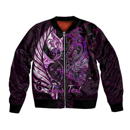 personalised-new-zealand-breast-cancer-bomber-jacket-fight-like-a-girl-pink-manaia-fern-with-paua-shell