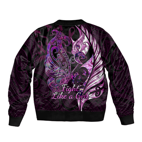 personalised-new-zealand-breast-cancer-bomber-jacket-fight-like-a-girl-pink-manaia-fern-with-paua-shell