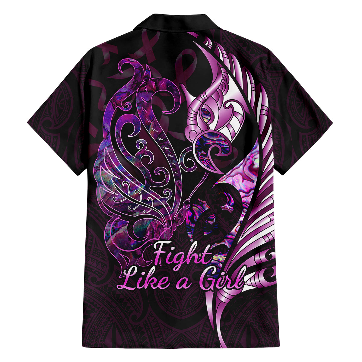 personalised-new-zealand-breast-cancer-kid-hawaiian-shirt-fight-like-a-girl-pink-manaia-fern-with-paua-shell