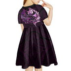 personalised-new-zealand-breast-cancer-kid-short-sleeve-dress-fight-like-a-girl-pink-manaia-fern-with-paua-shell