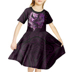 personalised-new-zealand-breast-cancer-kid-short-sleeve-dress-fight-like-a-girl-pink-manaia-fern-with-paua-shell