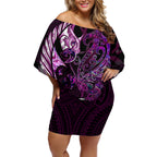 personalised-new-zealand-breast-cancer-off-shoulder-short-dress-fight-like-a-girl-pink-manaia-fern-with-paua-shell