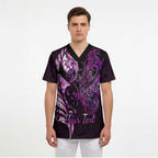 Personalised New Zealand Breast Cancer Scrub Top Fight Like A Girl Pink Manaia Fern With Paua Shell - Aussie Hoodie