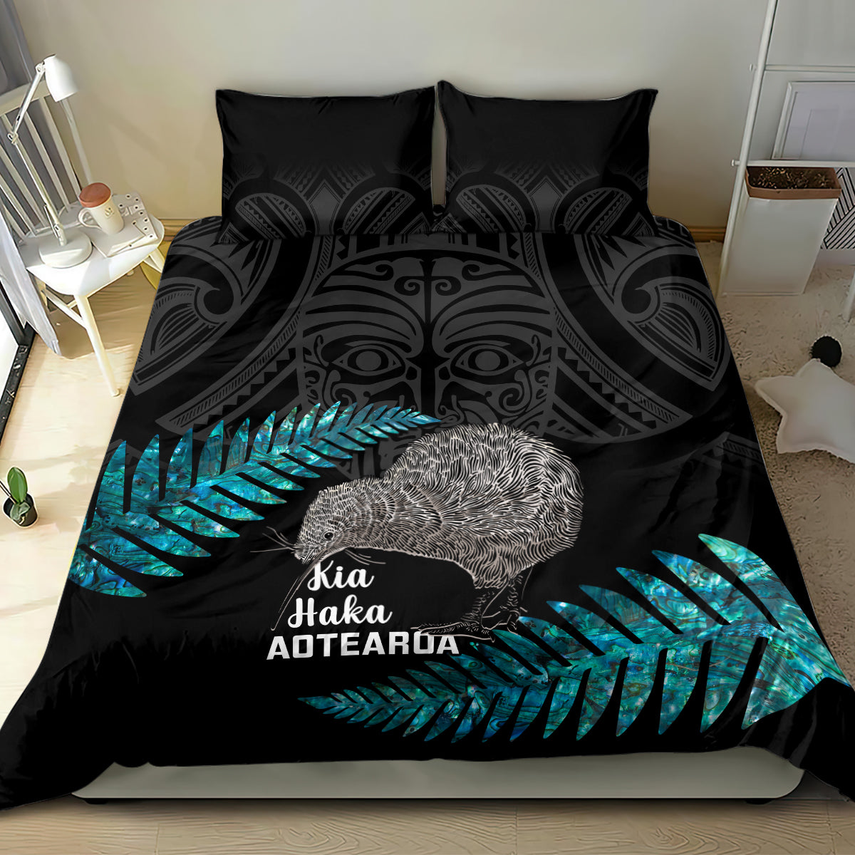 custom-new-zealand-silver-fern-rugby-bedding-set-pacific-2023-kia-haka-kiwis-with-maori-ta-moko