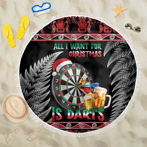 All I Want For Christmas Is Darts New Zealand Beach Blanket