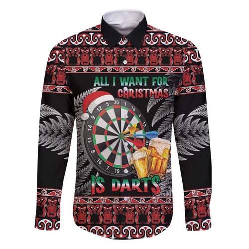 All I Want For Christmas Is Darts New Zealand Family Matching Off Shoulder Short Dress and Hawaiian Shirt