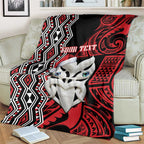 Personalised New Zealand Christmas Blanket Meri Kirihimete Maori Wheku - Taniko Art