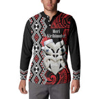 Personalised New Zealand Christmas Button Sweatshirt Meri Kirihimete Maori Wheku - Taniko Art