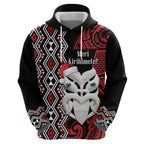 Personalised New Zealand Christmas Hoodie Meri Kirihimete Maori Wheku - Taniko Art