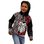 Personalised New Zealand Christmas Kid Hoodie Meri Kirihimete Maori Wheku - Taniko Art