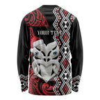 Personalised New Zealand Christmas Long Sleeve Shirt Meri Kirihimete Maori Wheku - Taniko Art