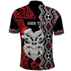Personalised New Zealand Christmas Polo Shirt Meri Kirihimete Maori Wheku - Taniko Art