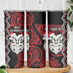 Personalised New Zealand Christmas Skinny Tumbler Meri Kirihimete Maori Wheku - Taniko Art