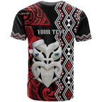 Personalised New Zealand Christmas T Shirt Meri Kirihimete Maori Wheku - Taniko Art