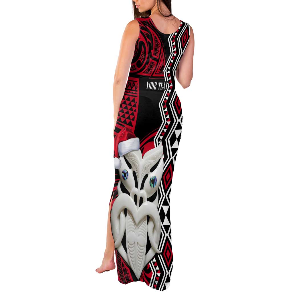 Personalised New Zealand Christmas Tank Maxi Dress Meri Kirihimete Maori Wheku - Taniko Art