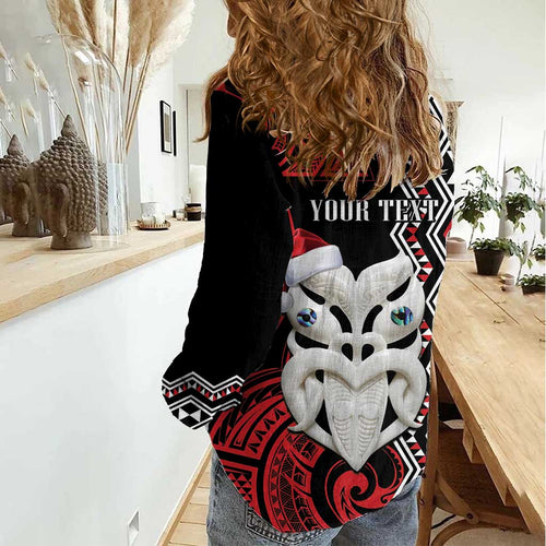 Personalised New Zealand Christmas Women Casual Shirt Meri Kirihimete Maori Wheku - Taniko Art