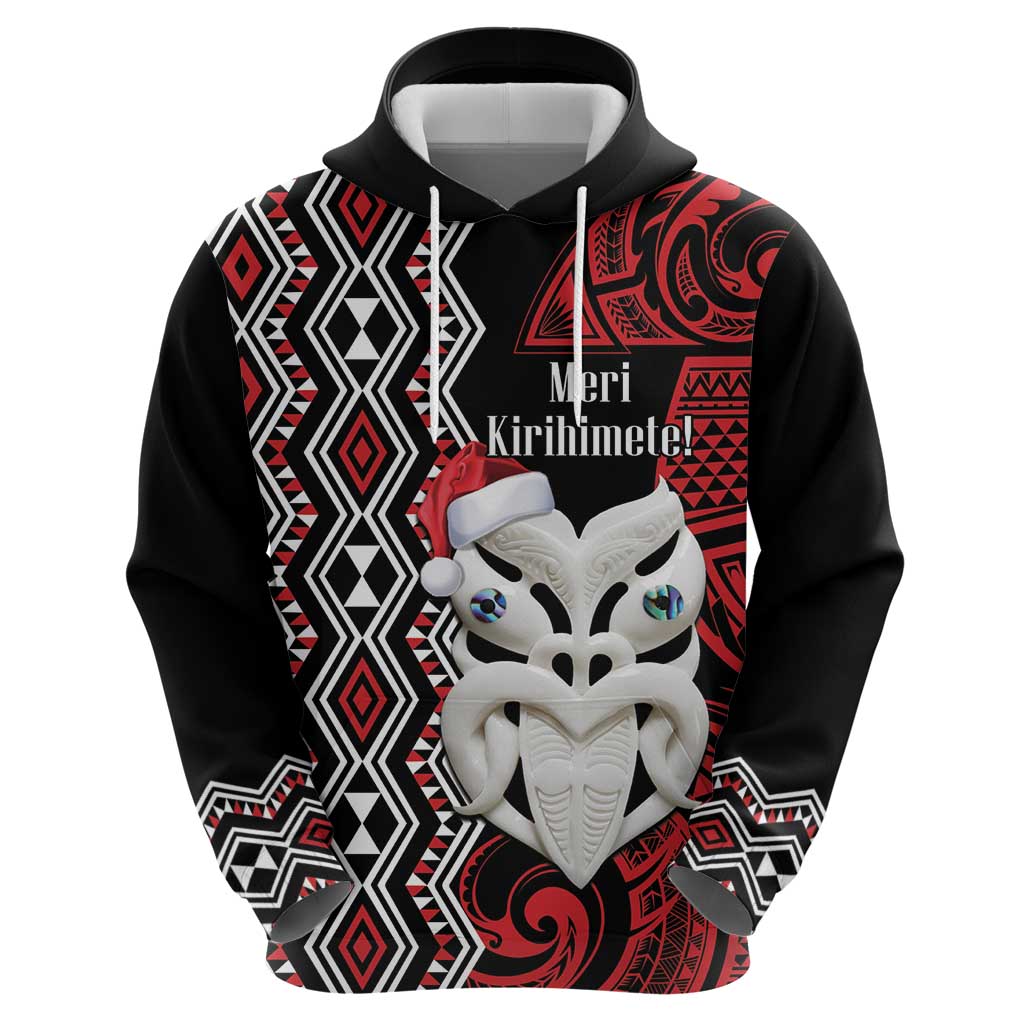 Personalised New Zealand Christmas Zip Hoodie Meri Kirihimete Maori Wheku - Taniko Art