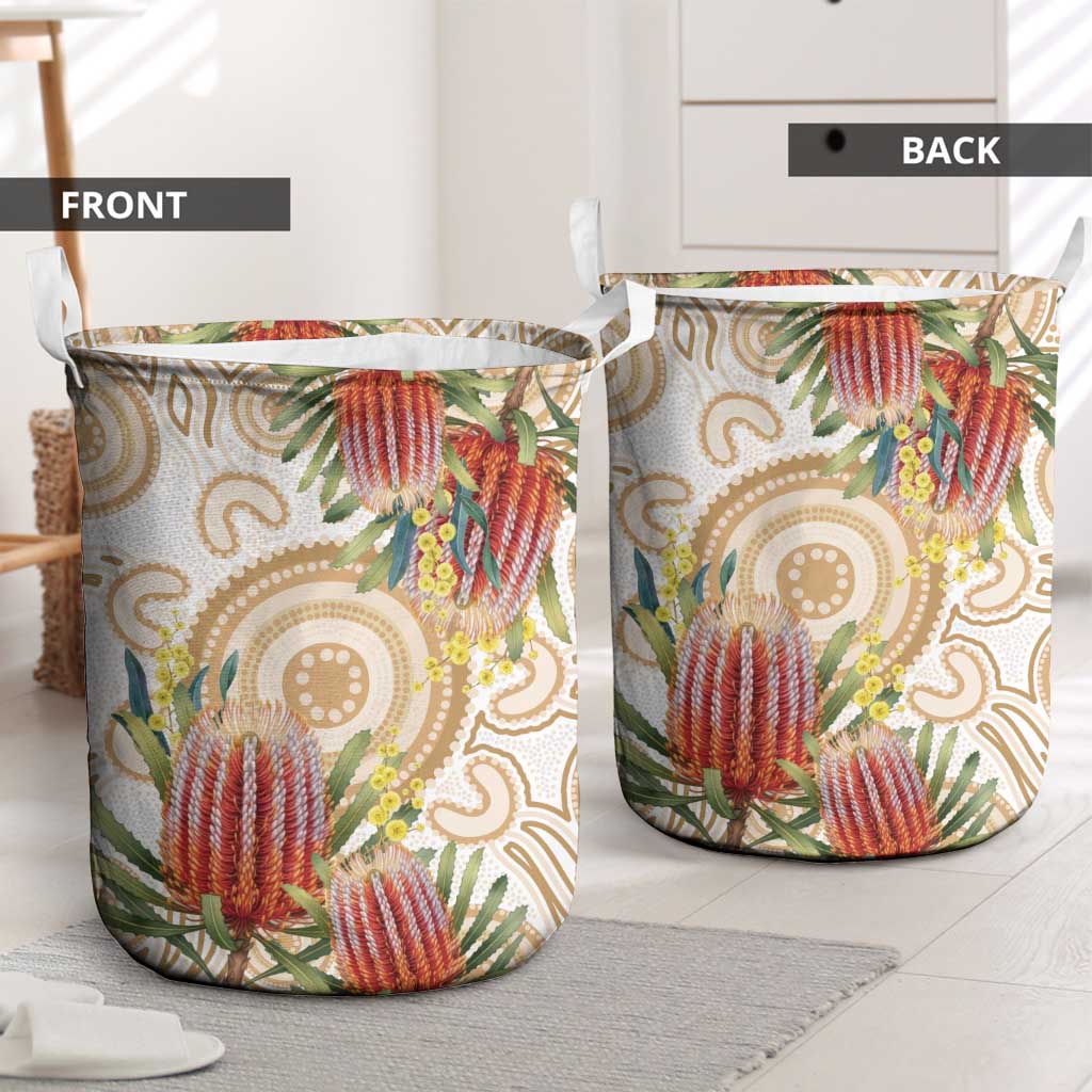 Australia Banksia Laundry Basket Aussie Native Flowers Indigenous Art - Aussie Hoodie
